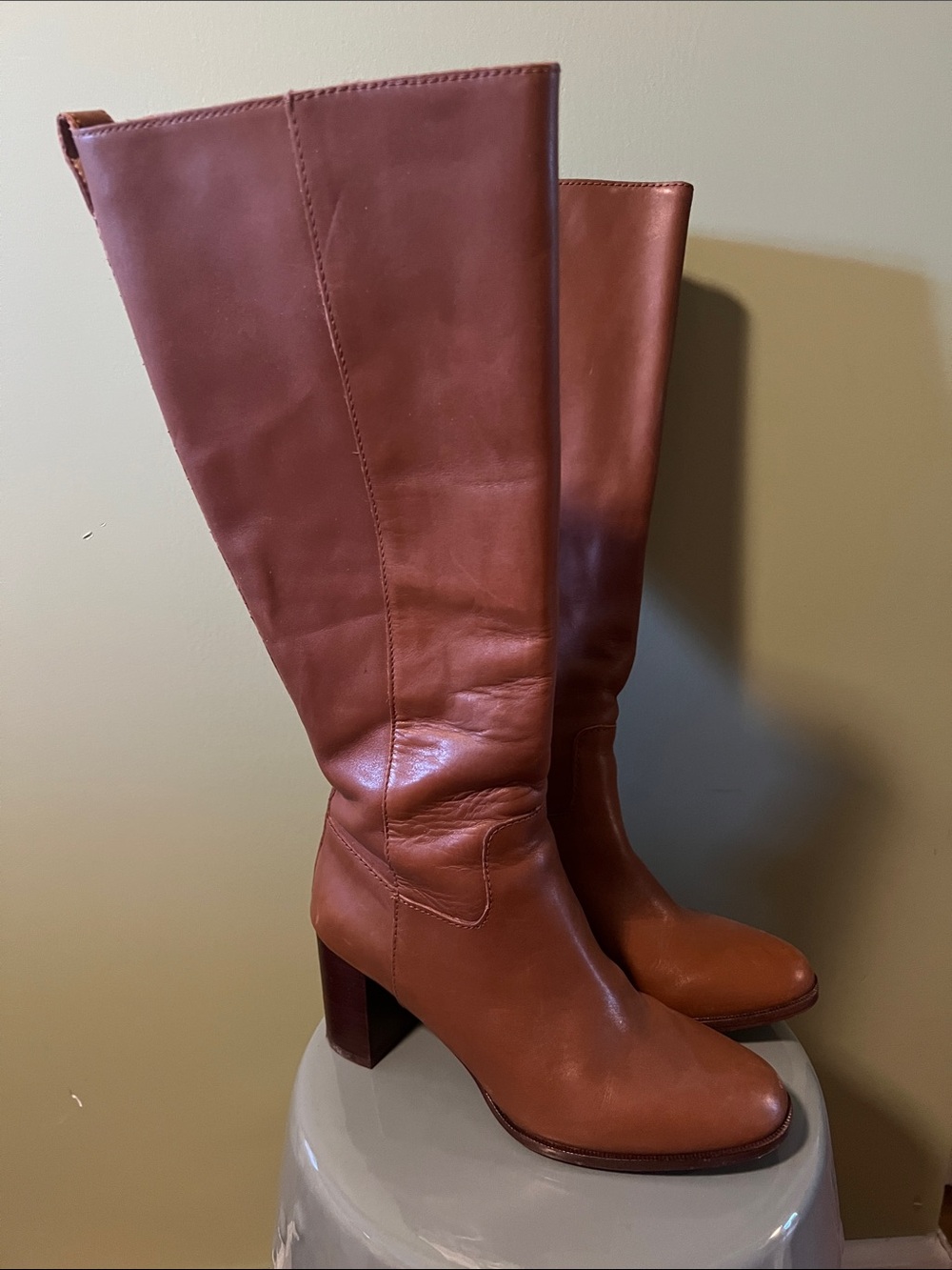 Madewell Tall Leather Boots in Warm Brown